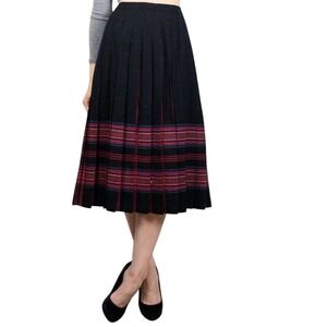Pendleton Black Midi Skirt with Pink Stripes